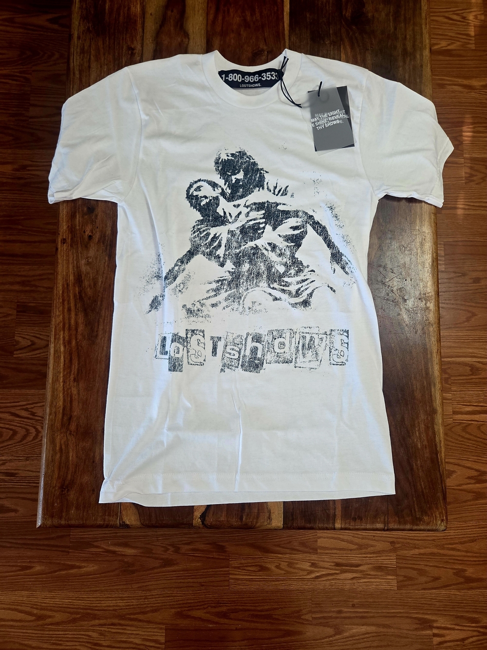 LOSTSHDWS Men's White Graphic Crew Neck T-Shirt